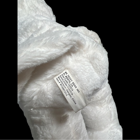 MS Teddy Bear Inc Plush White Cat Pink Nose Stuffed Animal Kitty Sewn Eyes 14” - Picture 4 of 6